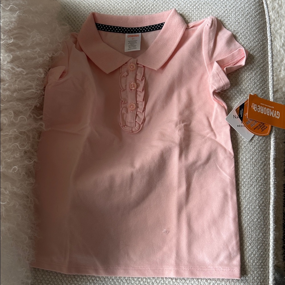 Gymboree Toddler Girls Pink Button Down Short Sleeve Polo Shirt Size 4T NWT